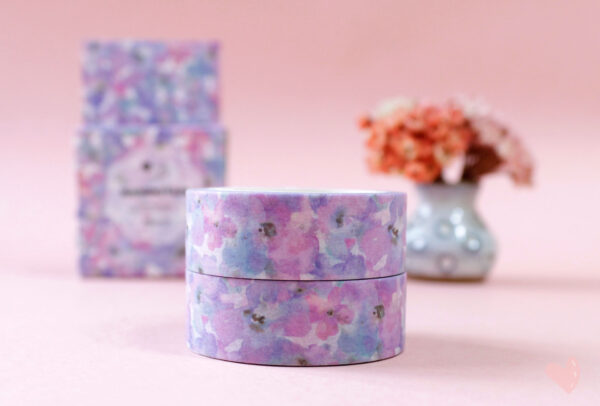 washi tape com flores aquareladas