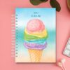 Capa com sorvete colorido do planner realize 2022